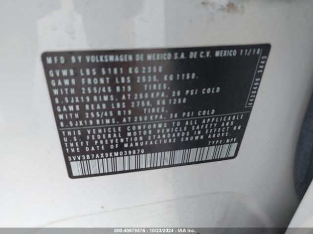 Photo 8 VIN: 3VV3B7AX9KM039876 - VOLKSWAGEN TIGUAN 