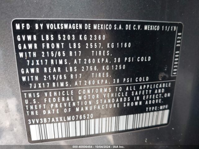 Photo 8 VIN: 3VV3B7AXXLM076520 - VOLKSWAGEN TIGUAN 