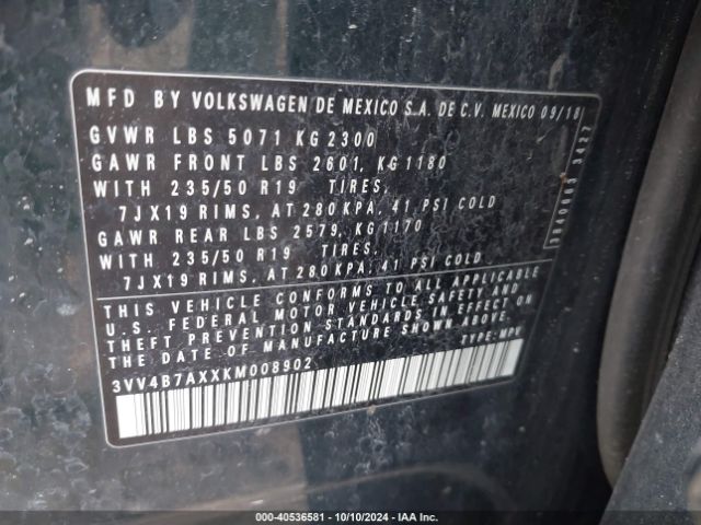 Photo 8 VIN: 3VV4B7AXXKM008902 - VOLKSWAGEN TIGUAN 