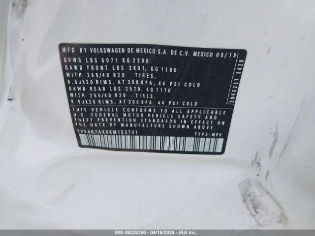 Photo 8 VIN: 3VV4B7AXXKM153731 - VOLKSWAGEN TIGUAN 