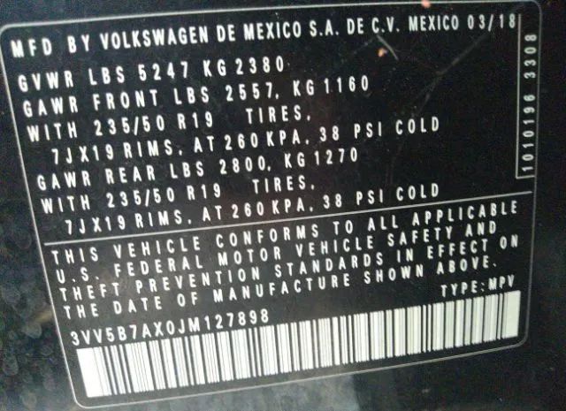 Photo 8 VIN: 3VV5B7AX0JM127898 - VOLKSWAGEN TIGUAN 