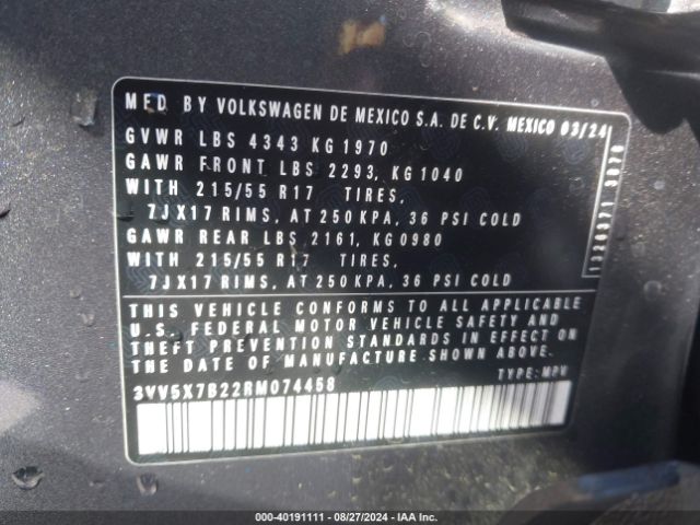 Photo 8 VIN: 3VV5X7B22RM074458 - VOLKSWAGEN TAOS 