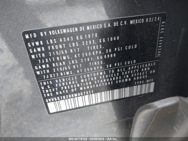 Photo 8 VIN: 3VV5X7B28RM057311 - VOLKSWAGEN TAOS 