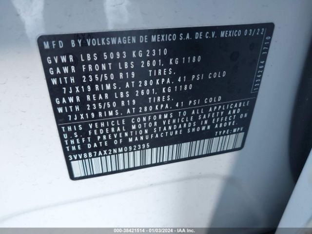 Photo 8 VIN: 3VV8B7AX2NM092395 - VOLKSWAGEN TIGUAN 