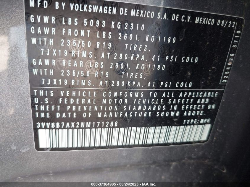 Photo 8 VIN: 3VV8B7AX2NM171288 - VOLKSWAGEN TIGUAN 