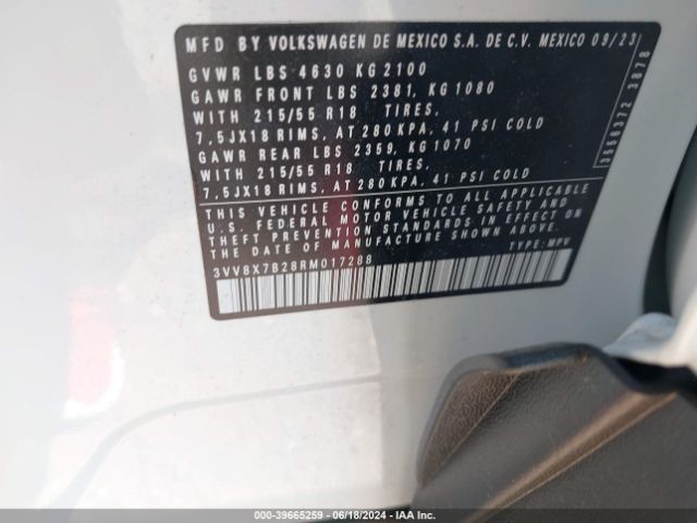 Photo 8 VIN: 3VV8X7B28RM017288 - VOLKSWAGEN TAOS 