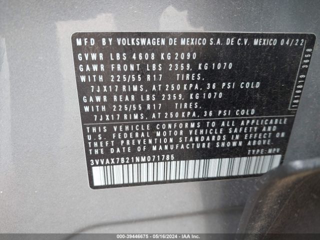 Photo 8 VIN: 3VVAX7B21NM071785 - VOLKSWAGEN TAOS 