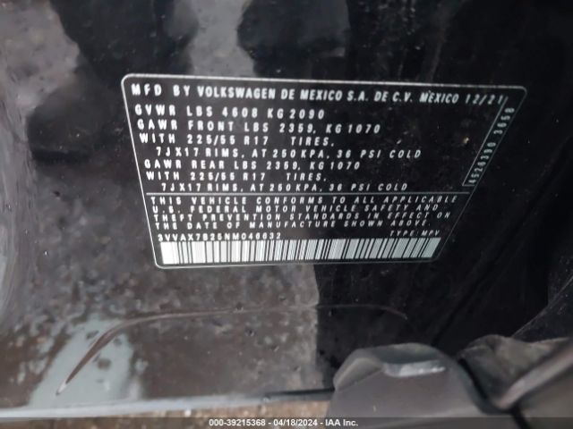 Photo 8 VIN: 3VVAX7B25NM046632 - VOLKSWAGEN TAOS 