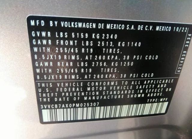 Photo 8 VIN: 3VVCB7AX0PM025307 - VOLKSWAGEN TIGUAN 