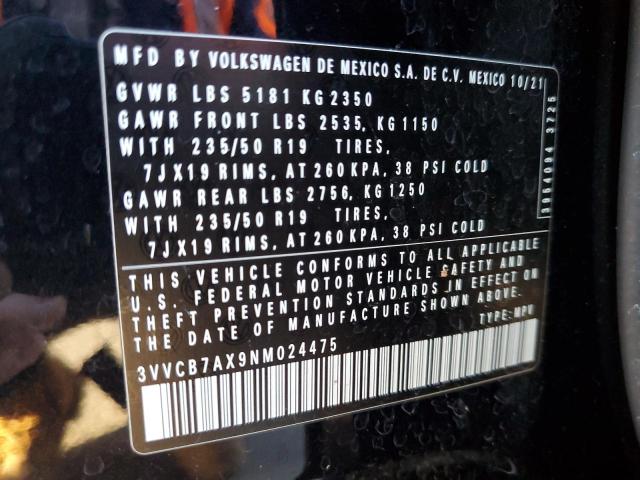 Photo 9 VIN: 3VVCB7AX9NM024475 - VOLKSWAGEN TIGUAN SE 