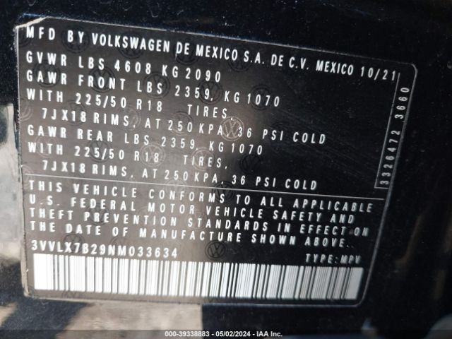 Photo 8 VIN: 3VVLX7B29NM033634 - VOLKSWAGEN TAOS 