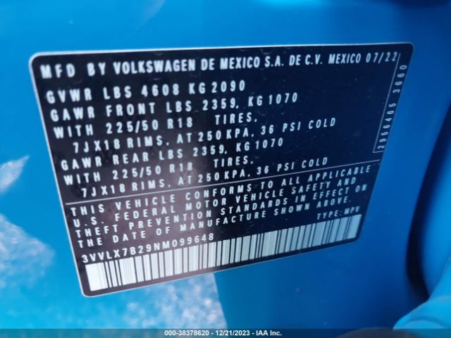 Photo 8 VIN: 3VVLX7B29NM099648 - VOLKSWAGEN TAOS 