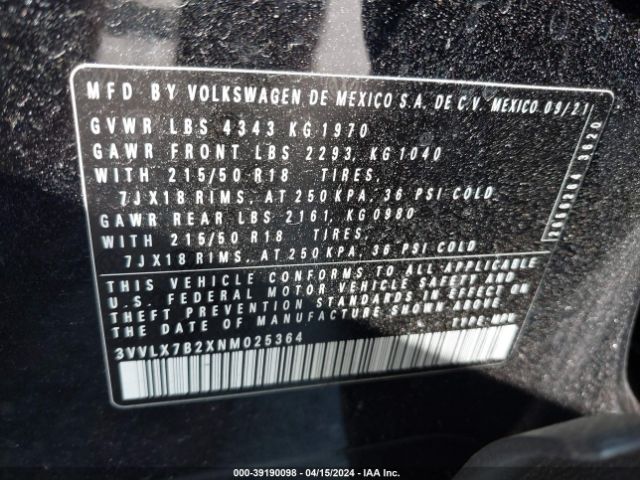 Photo 8 VIN: 3VVLX7B2XNM025364 - VOLKSWAGEN TAOS 