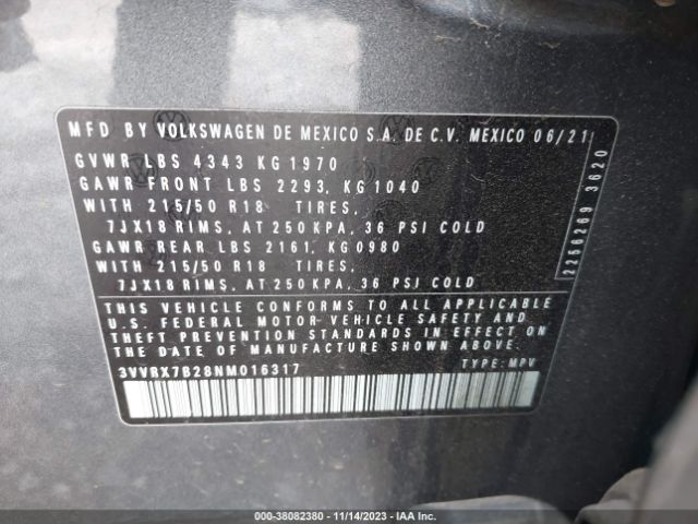 Photo 8 VIN: 3VVRX7B28NM016317 - VOLKSWAGEN TAOS 