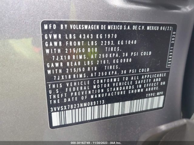 Photo 8 VIN: 3VVSX7B23NM089113 - VOLKSWAGEN TAOS 