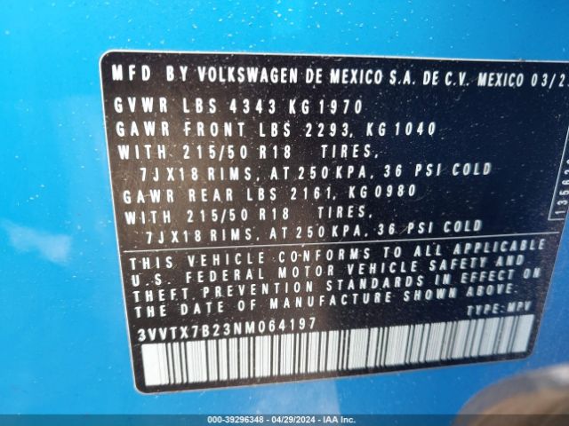 Photo 8 VIN: 3VVTX7B23NM064197 - VOLKSWAGEN TAOS 