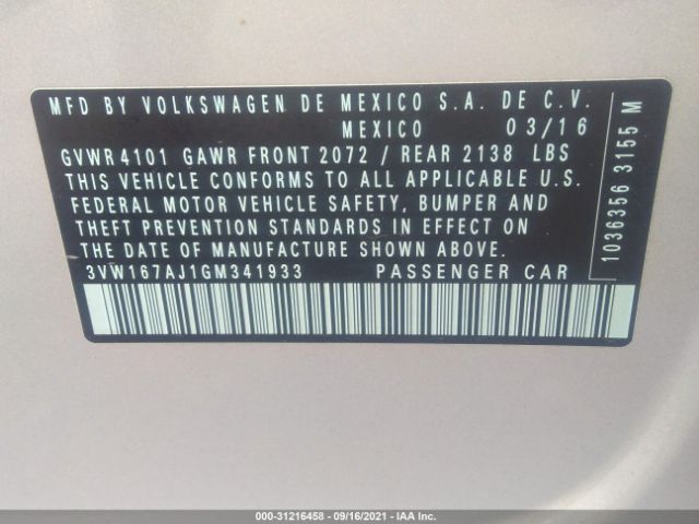 Photo 8 VIN: 3VW167AJ1GM341933 - VOLKSWAGEN JETTA 