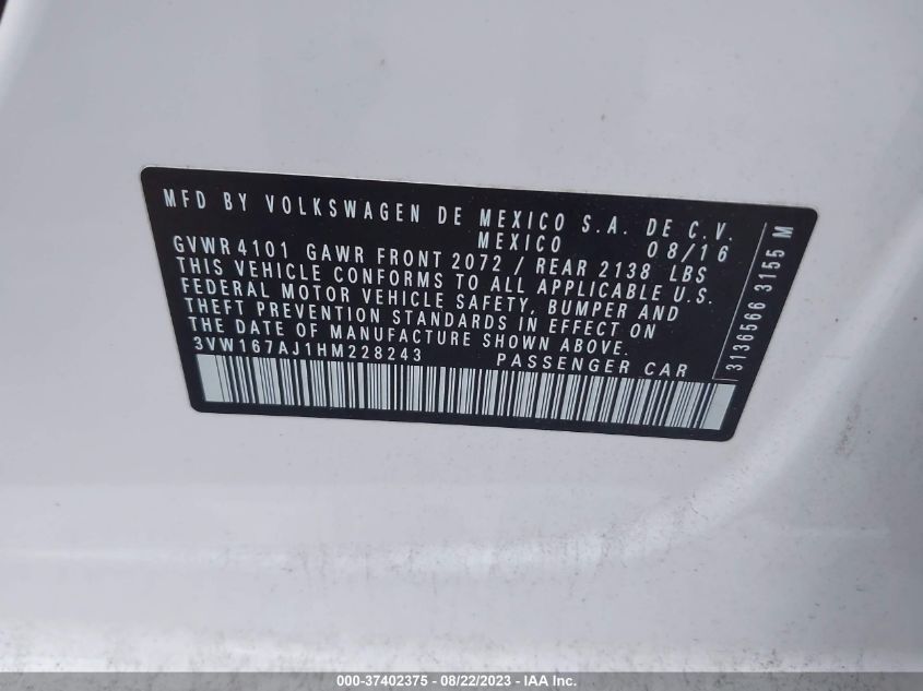 Photo 8 VIN: 3VW167AJ1HM228243 - VOLKSWAGEN JETTA 