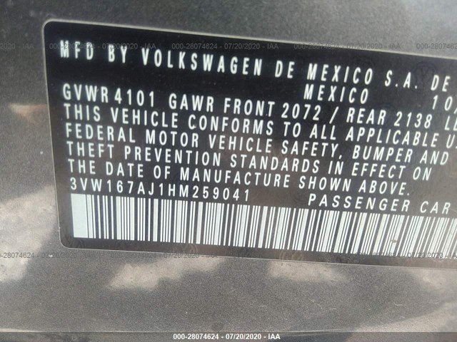 Photo 8 VIN: 3VW167AJ1HM259041 - VOLKSWAGEN JETTA 