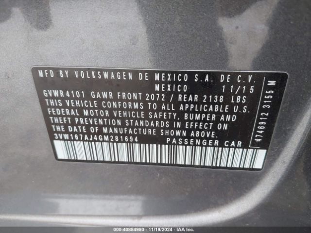 Photo 8 VIN: 3VW167AJ4GM281694 - VOLKSWAGEN JETTA 