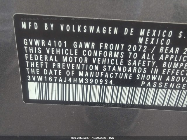 Photo 8 VIN: 3VW167AJ4HM390934 - VOLKSWAGEN JETTA 