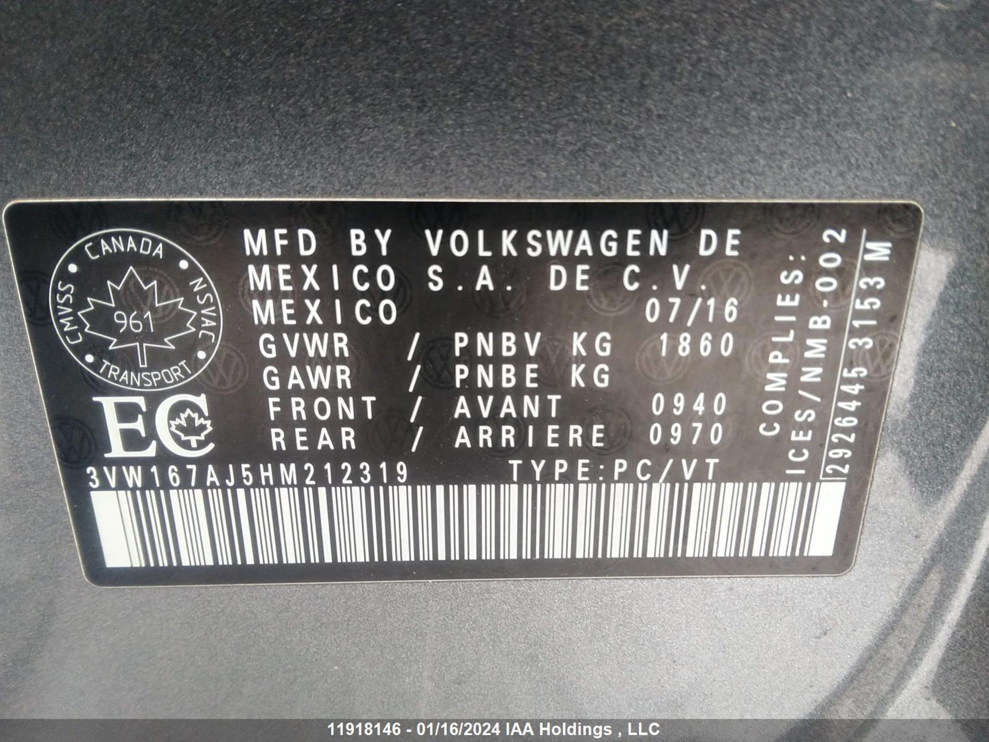 Photo 8 VIN: 3VW167AJ5HM212319 - VOLKSWAGEN JETTA 