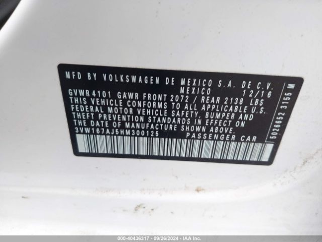 Photo 8 VIN: 3VW167AJ5HM300125 - VOLKSWAGEN JETTA 