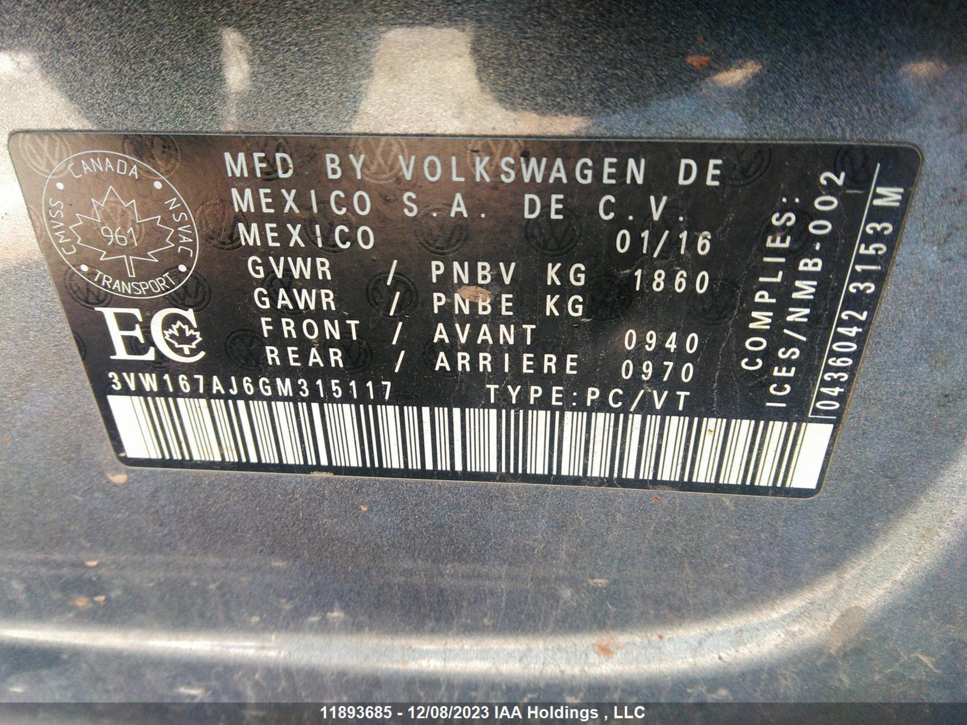 Photo 8 VIN: 3VW167AJ6GM315117 - VOLKSWAGEN JETTA 