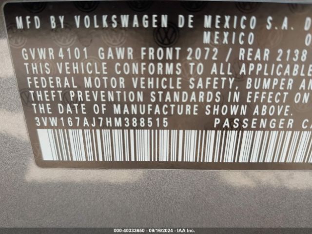 Photo 8 VIN: 3VW167AJ7HM388515 - VOLKSWAGEN JETTA 