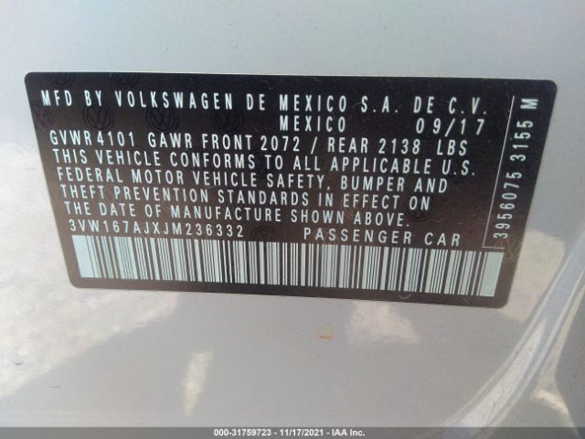 Photo 8 VIN: 3VW167AJXJM236332 - VOLKSWAGEN JETTA 