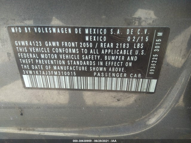 Photo 8 VIN: 3VW1K7AJ3FM310015 - VOLKSWAGEN JETTA SEDAN 