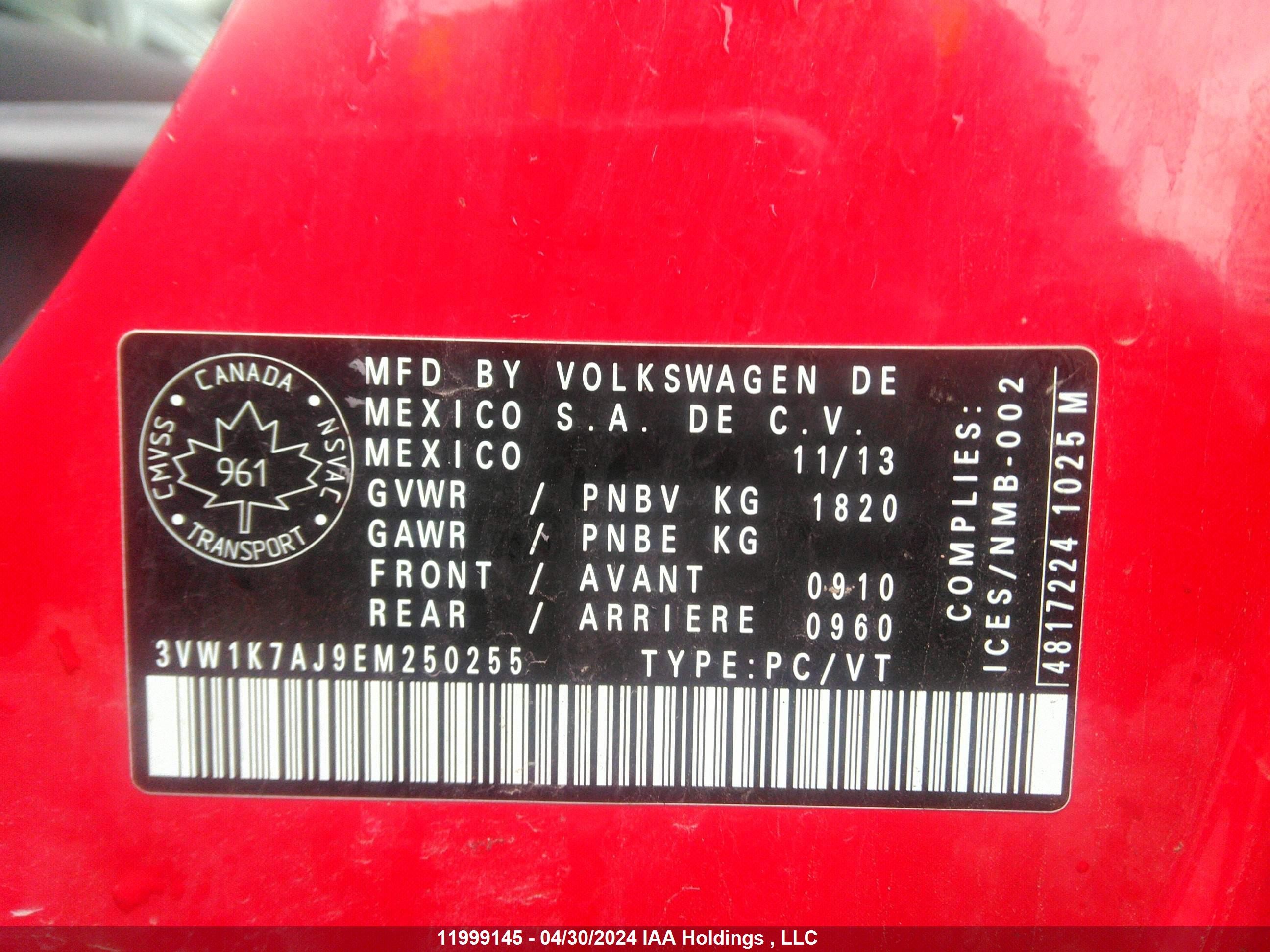 Photo 8 VIN: 3VW1K7AJ9EM250255 - VOLKSWAGEN JETTA 