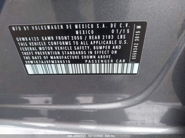 Photo 8 VIN: 3VW1K7AJ9FM286318 - VOLKSWAGEN JETTA 