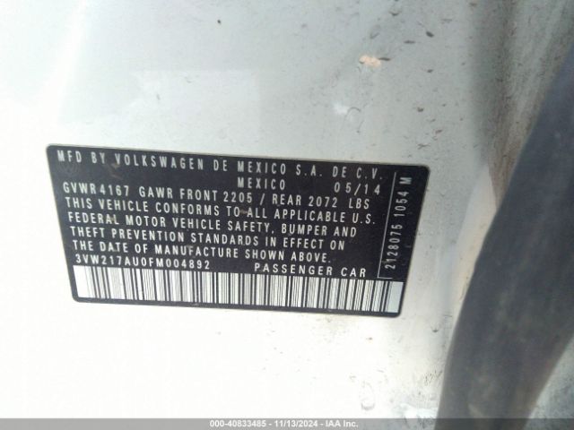 Photo 8 VIN: 3VW217AU0FM004892 - VOLKSWAGEN GOLF 