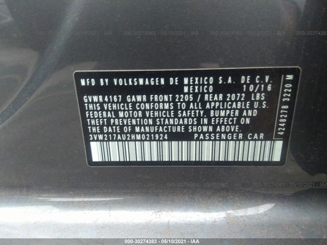 Photo 8 VIN: 3VW217AU2HM021924 - VOLKSWAGEN GOLF 