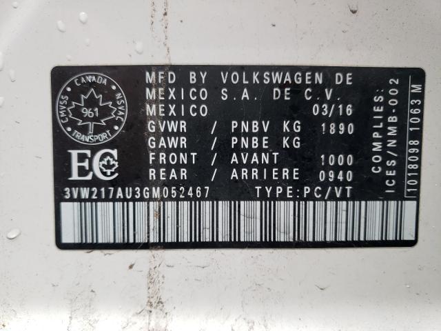 Photo 9 VIN: 3VW217AU3GM052467 - VOLKSWAGEN GOLF 