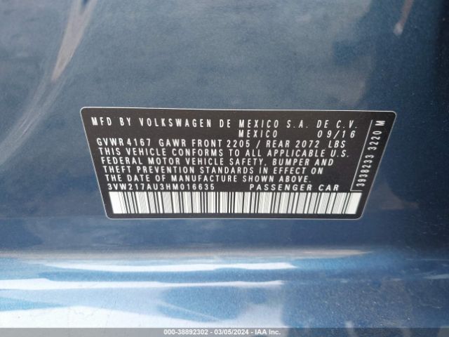 Photo 8 VIN: 3VW217AU3HM016635 - VOLKSWAGEN GOLF 