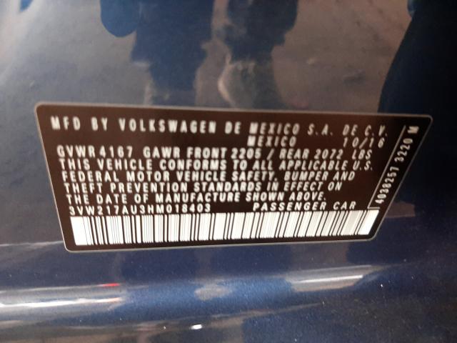 Photo 9 VIN: 3VW217AU3HM018403 - VOLKSWAGEN GOLF 