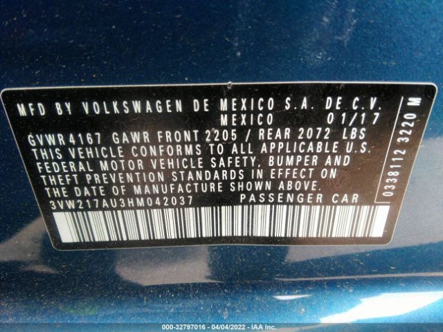 Photo 8 VIN: 3VW217AU3HM042037 - VOLKSWAGEN GOLF 