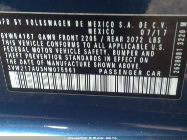 Photo 8 VIN: 3VW217AU3HM075961 - VOLKSWAGEN GOLF 