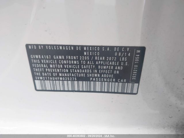 Photo 8 VIN: 3VW217AU4FM025275 - VOLKSWAGEN GOLF 