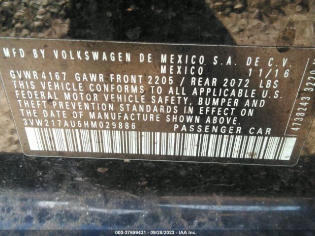 Photo 8 VIN: 3VW217AU5HM029886 - VOLKSWAGEN GOLF 