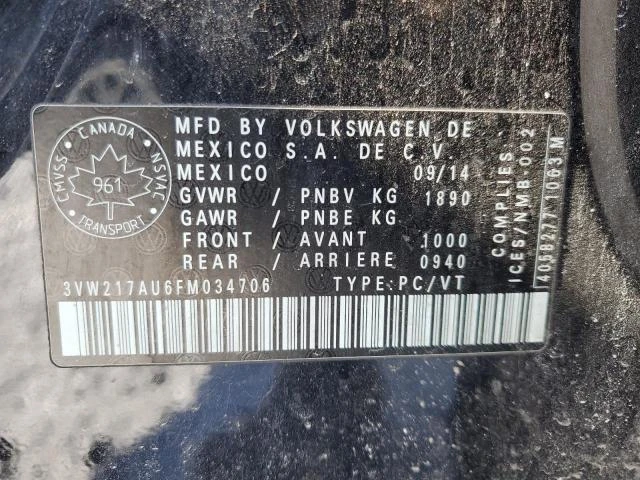 Photo 11 VIN: 3VW217AU6FM034706 - VOLKSWAGEN GOLF 