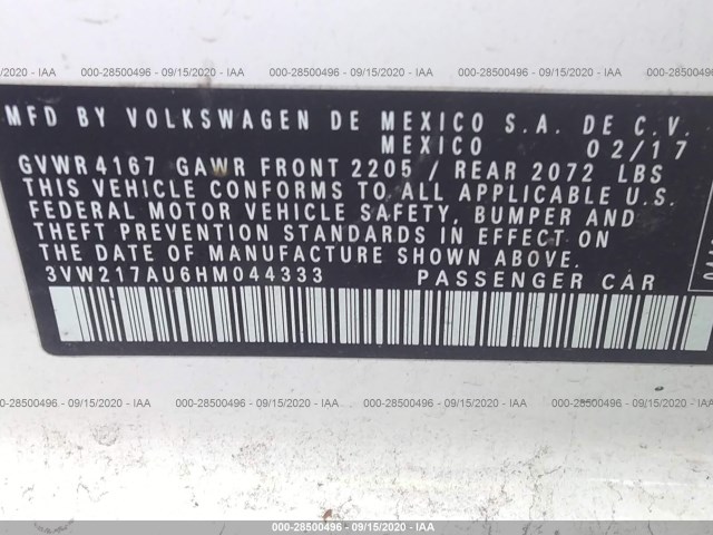 Photo 8 VIN: 3VW217AU6HM044333 - VOLKSWAGEN GOLF 