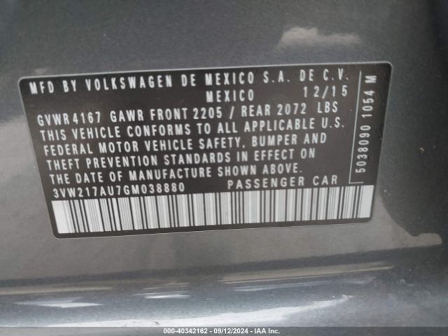 Photo 8 VIN: 3VW217AU7GM038880 - VOLKSWAGEN GOLF 