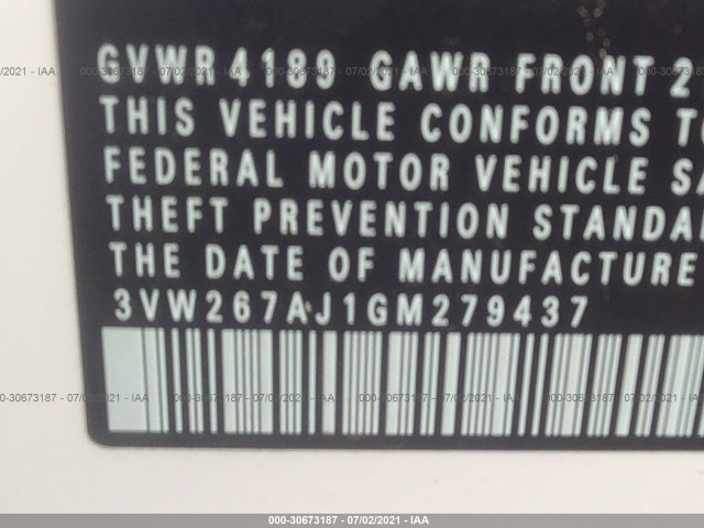 Photo 8 VIN: 3VW267AJ1GM279437 - VOLKSWAGEN JETTA 