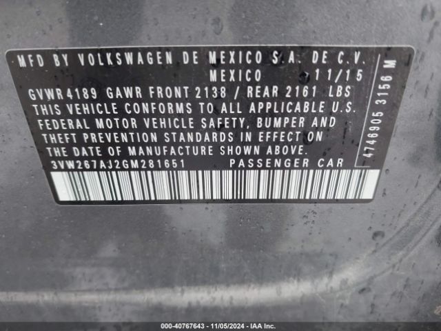 Photo 8 VIN: 3VW267AJ2GM281651 - VOLKSWAGEN JETTA 