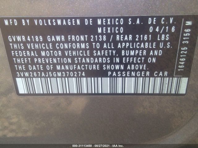 Photo 8 VIN: 3VW267AJ5GM370274 - VOLKSWAGEN JETTA SEDAN 