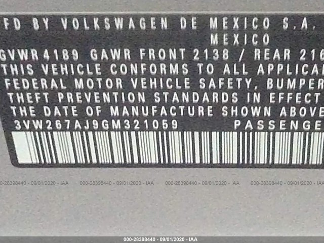 Photo 8 VIN: 3VW267AJ9GM321059 - VOLKSWAGEN JETTA 