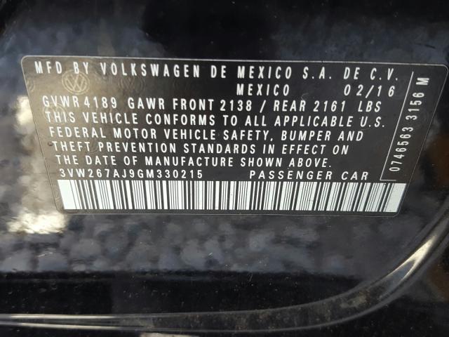 Photo 9 VIN: 3VW267AJ9GM330215 - VOLKSWAGEN JETTA S 